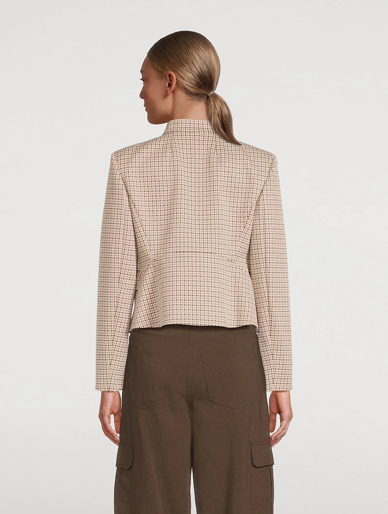 Cropped Jacket Houndstooth Print