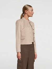 Cropped Jacket Houndstooth Print