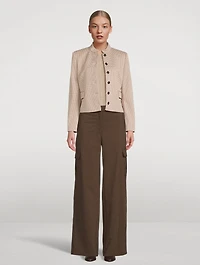 Cropped Jacket Houndstooth Print