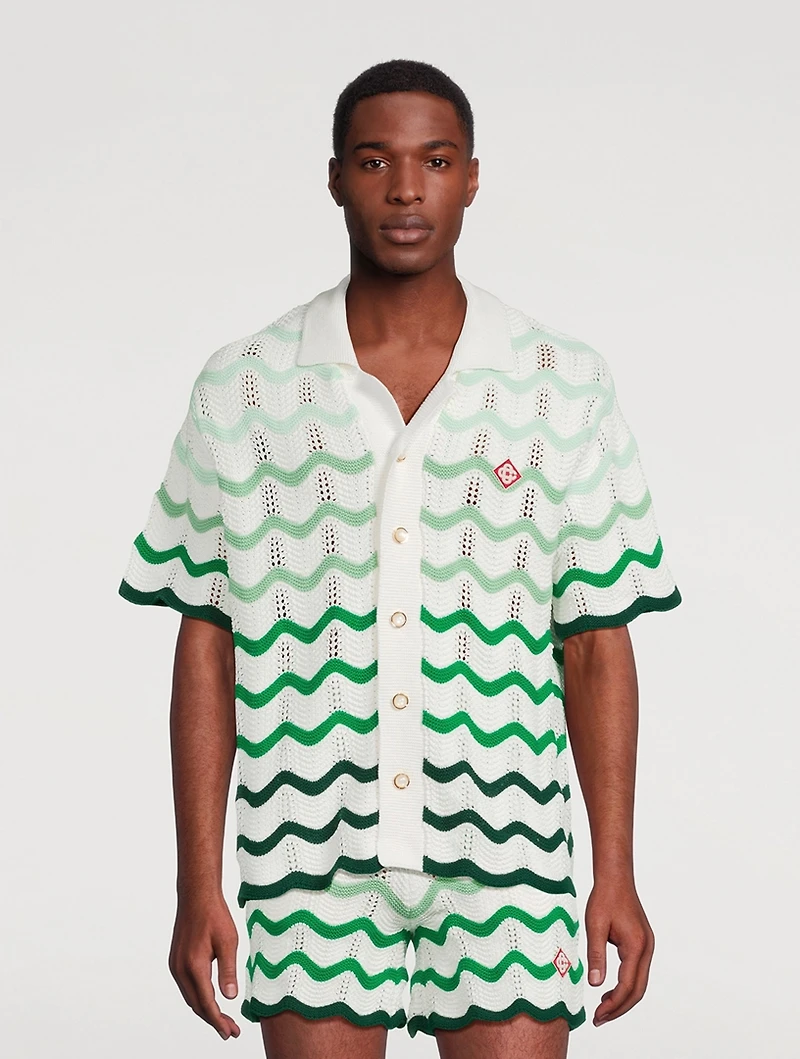 Wavy Gradient Crochet Shirt