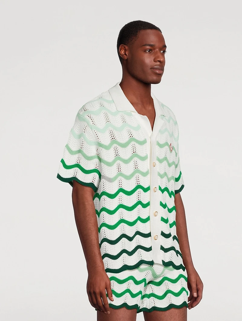 Wavy Gradient Crochet Shirt