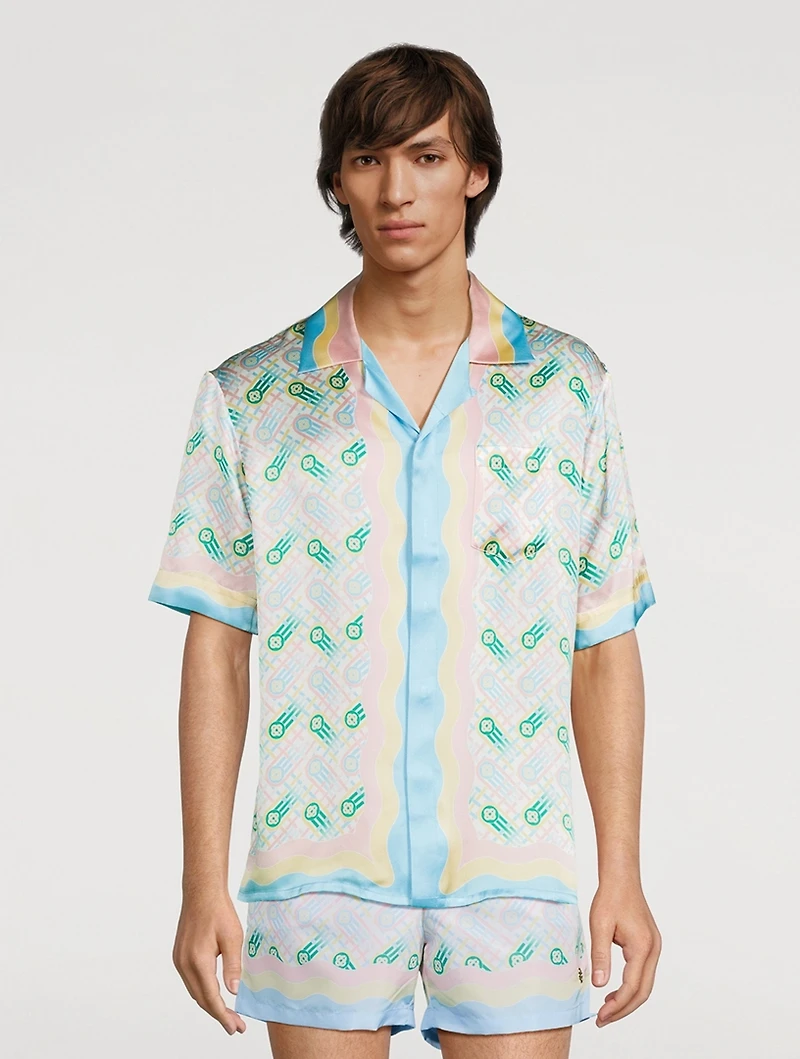 Ping Pong Silk Short-Sleeve Shirt Monogram Print