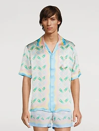 Ping Pong Silk Short-Sleeve Shirt Monogram Print