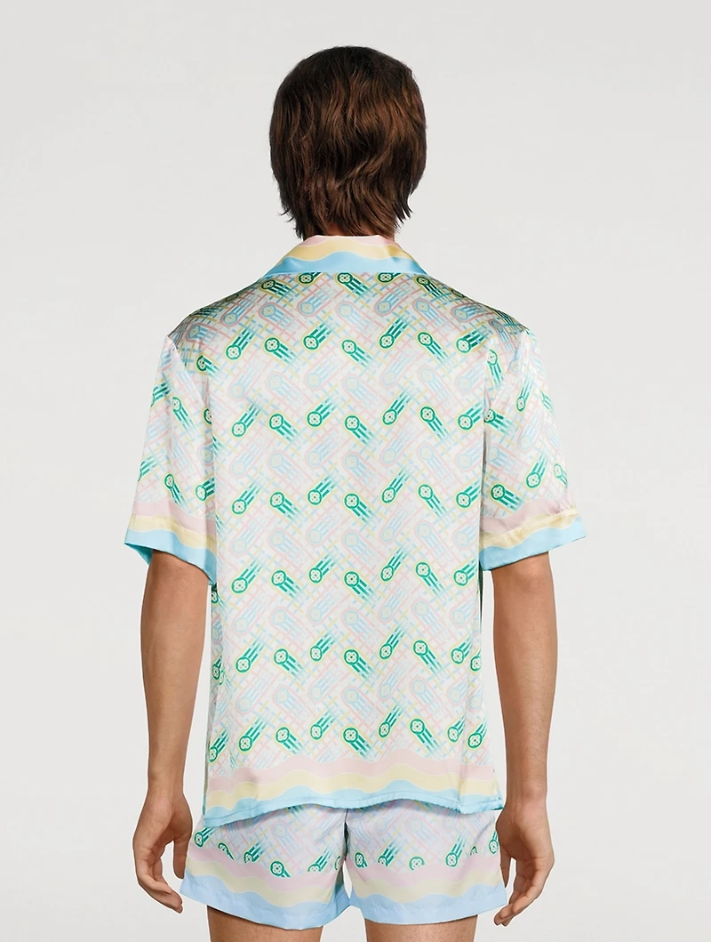 Ping Pong Silk Short-Sleeve Shirt Monogram Print