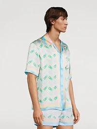Ping Pong Silk Short-Sleeve Shirt Monogram Print