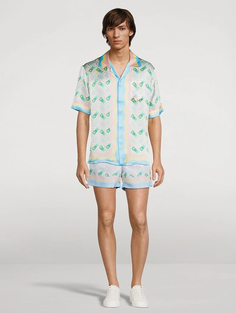 Ping Pong Silk Short-Sleeve Shirt Monogram Print