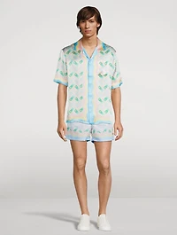 Ping Pong Silk Short-Sleeve Shirt Monogram Print