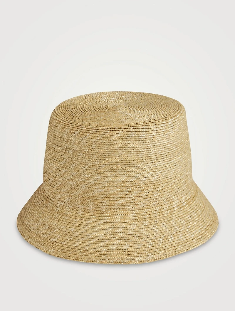 V Detail Straw Bucket Hat
