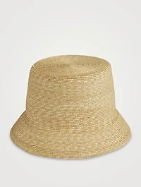 V Detail Straw Bucket Hat