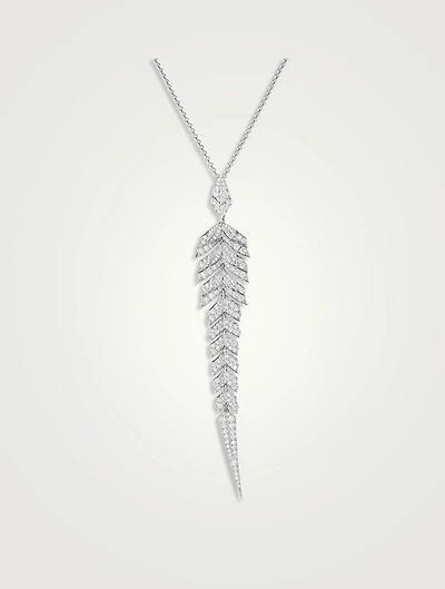 Magnipheasant 18K White Gold Pendant Necklace With Pavé Diamonds