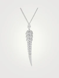 Magnipheasant 18K White Gold Pendant Necklace With Pavé Diamonds