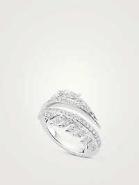 Magnipheasant 18K White Gold Split Ring With Pavé Diamonds