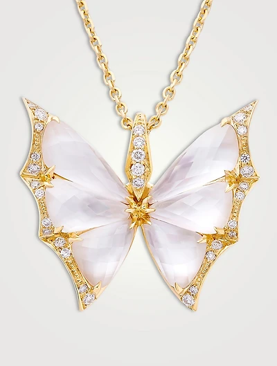 Small Fly By Night 18K Gold Crystal Haze Pendant Necklace With Diamonds