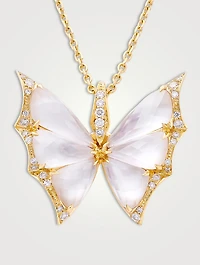 Small Fly By Night 18K Gold Crystal Haze Pendant Necklace With Diamonds
