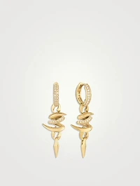 Thorn Embrace 18K Gold Entwined Drop Earrings With Diamonds