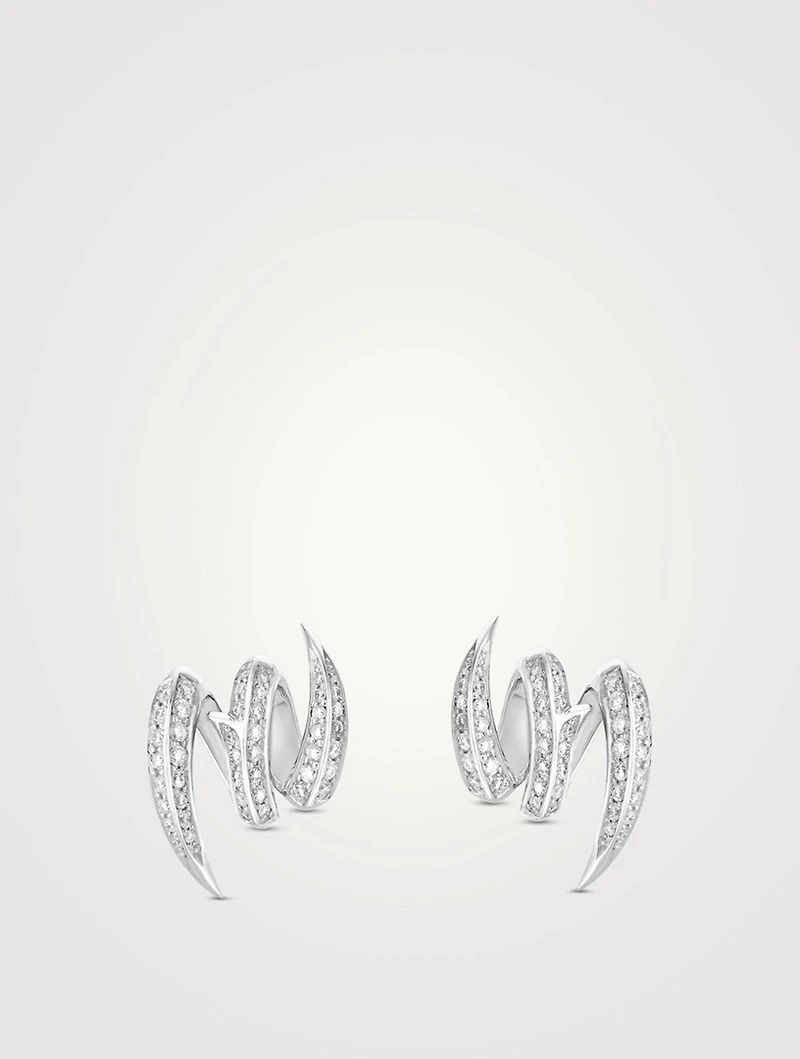 Thorn Embrace 18K White Gold Entwined Stud Earrings With Diamonds