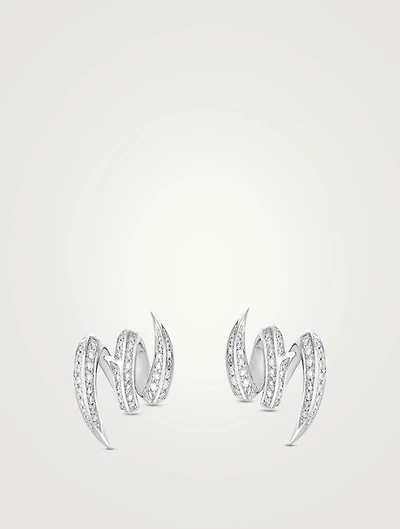 Thorn Embrace 18K White Gold Entwined Stud Earrings With Diamonds