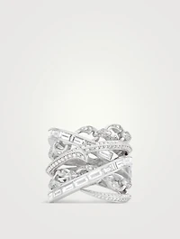 Thorn Embrace Bound Together 18K White Gold Big Band Ring With Diamonds