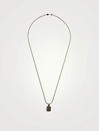 Stainless Steel Necklace with Black Square Pendant