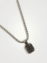 Stainless Steel Necklace with Black Square Pendant