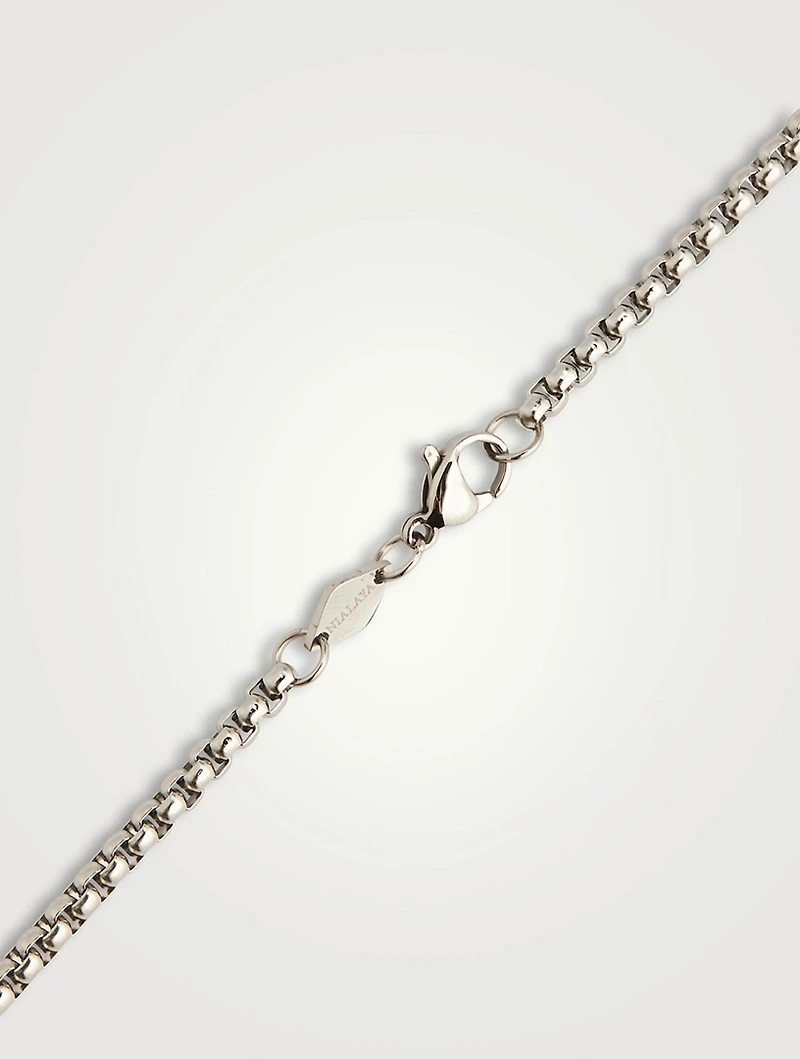 Stainless Steel Necklace with Black Square Pendant