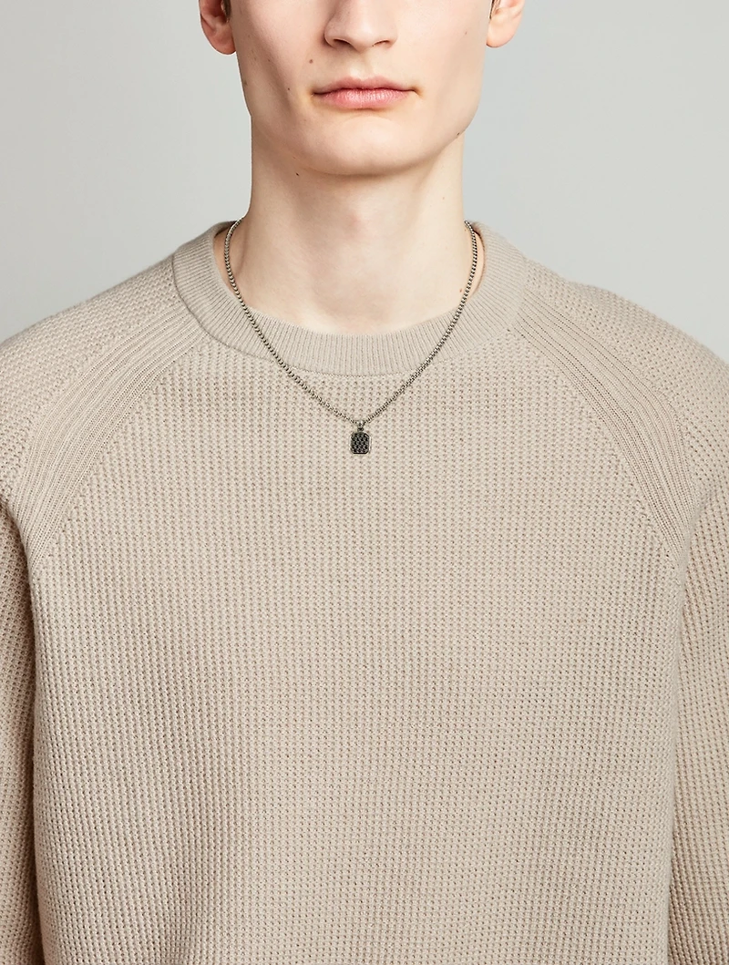 Stainless Steel Necklace with Black Square Pendant