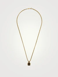 Stainless Steel Necklace with Black Square Pendant
