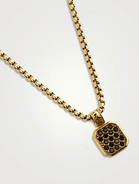 Stainless Steel Necklace with Black Square Pendant