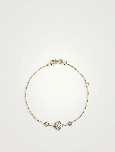Gold Trio Quad Gem Chain Bracelet