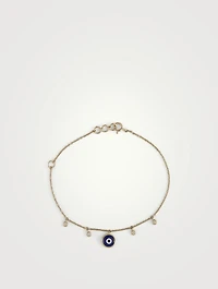 Gold Drop Evil Eye Gem Chain Bracelet