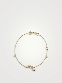 Gold Blossom Chain Bracelet With Gems