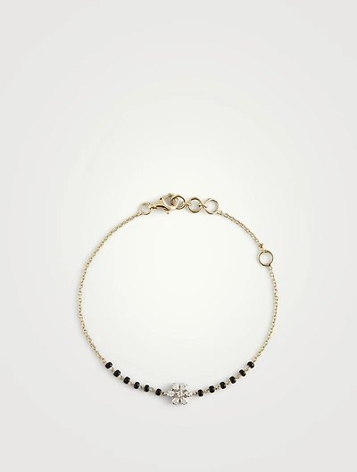 Anira Gold Beaded Chain Bracelet With Gems