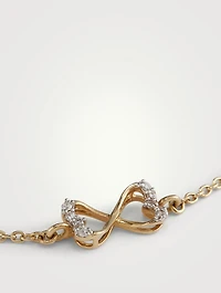 Gold Twist Heart Chain Bracelet With Gems