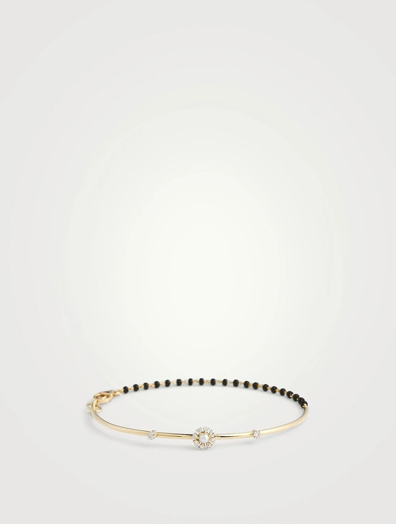 Ishya Gold Beaded Bracelet With Gems