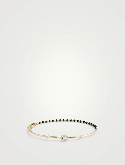 Ishya Gold Beaded Bracelet With Gems