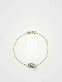 Gold Evil Eye Chain Bracelet With Gems