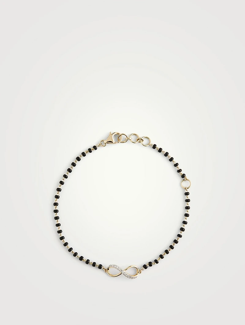 Gold Mangal Beaded Bracelet With Gems