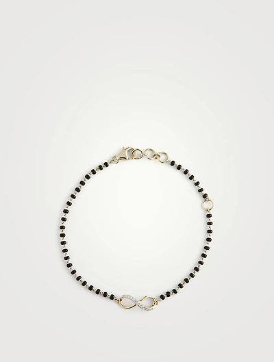 Gold Mangal Beaded Bracelet With Gems