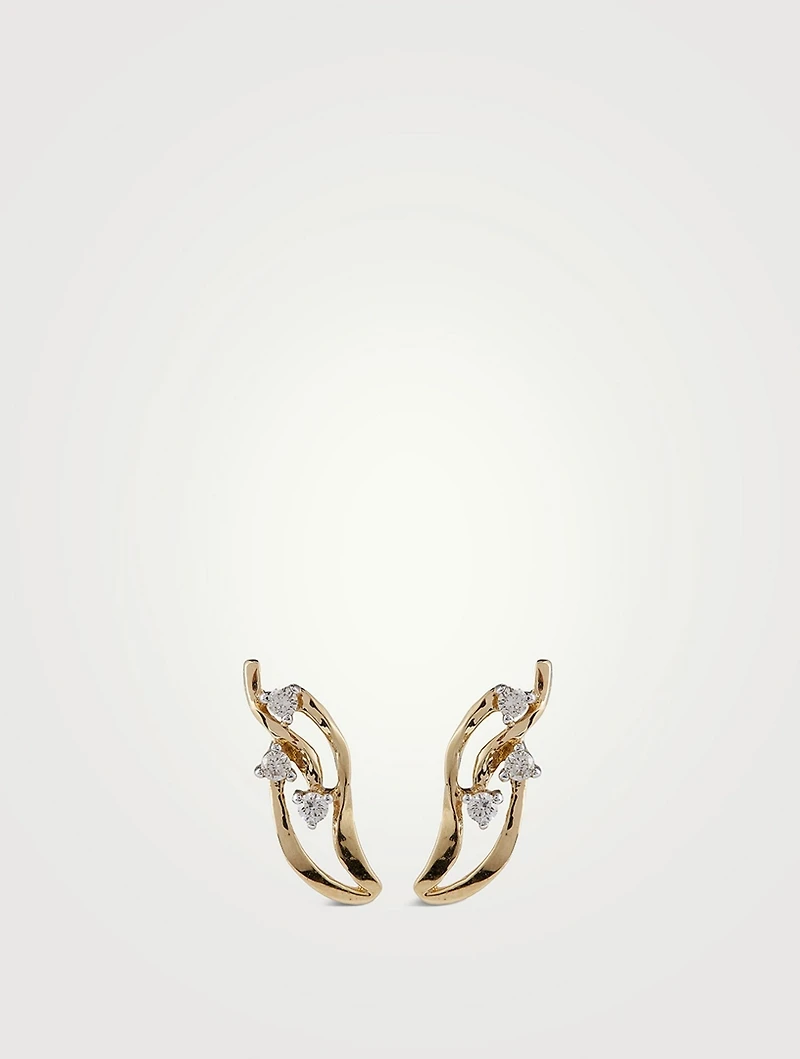 Symph Gold Stud Earrings With Gems