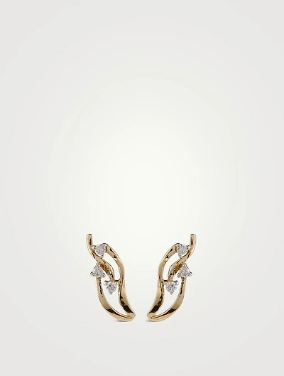 Symph Gold Stud Earrings With Gems