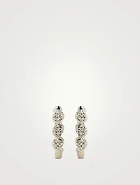 White Gold Cluster Hoop Earrings With Gems