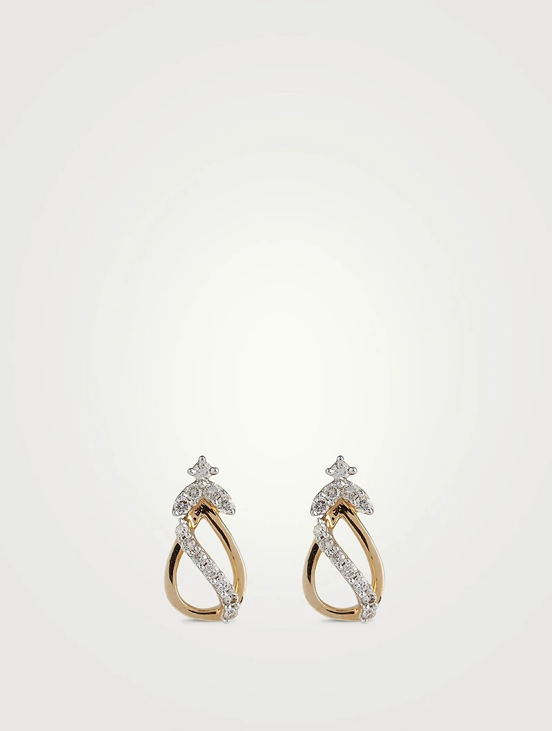 Tress Gold Stud Earrings With Gems