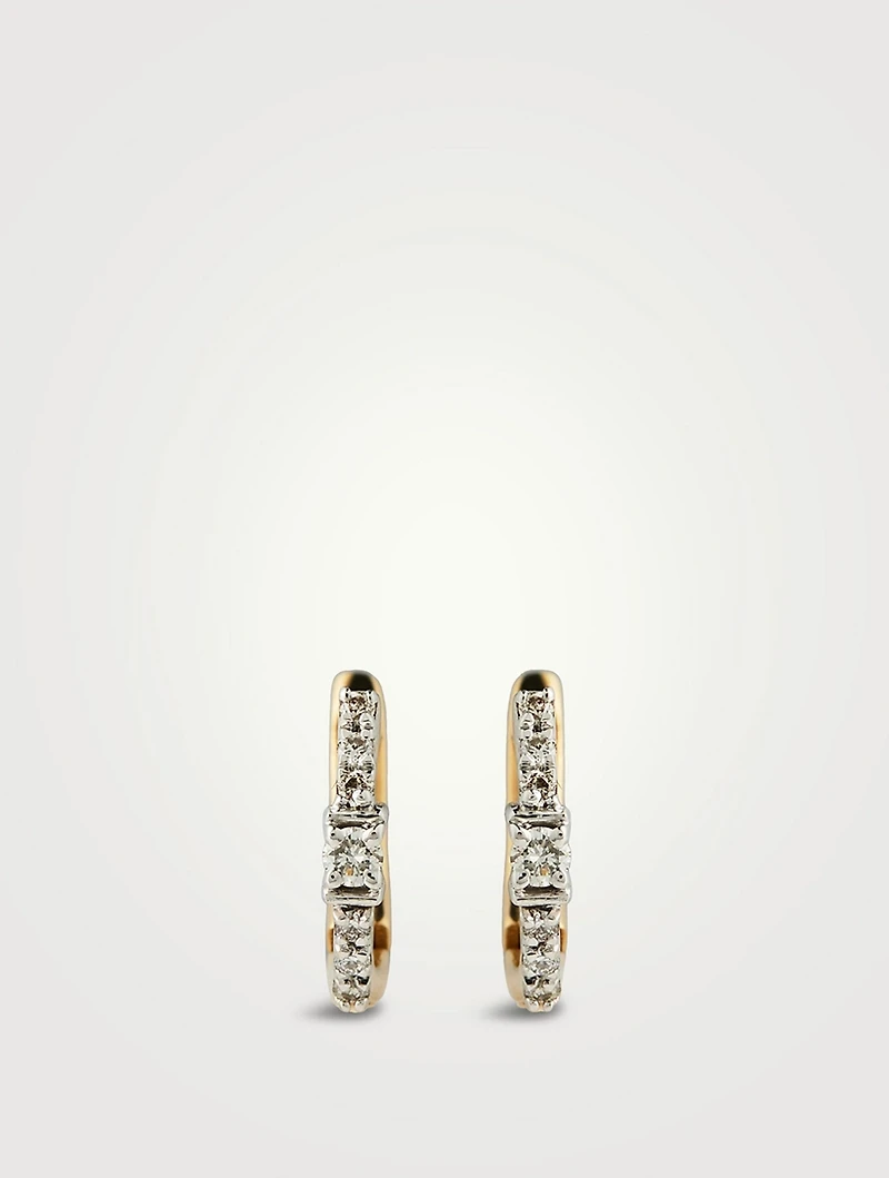 Gold Stripe Hoop Earrings With Gems