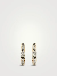 Gold Stripe Hoop Earrings With Gems