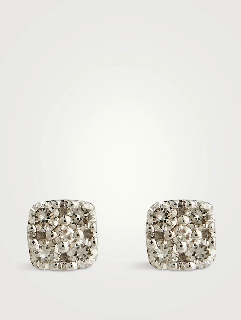 Petite Gold Quad Stud Earrings With Gems