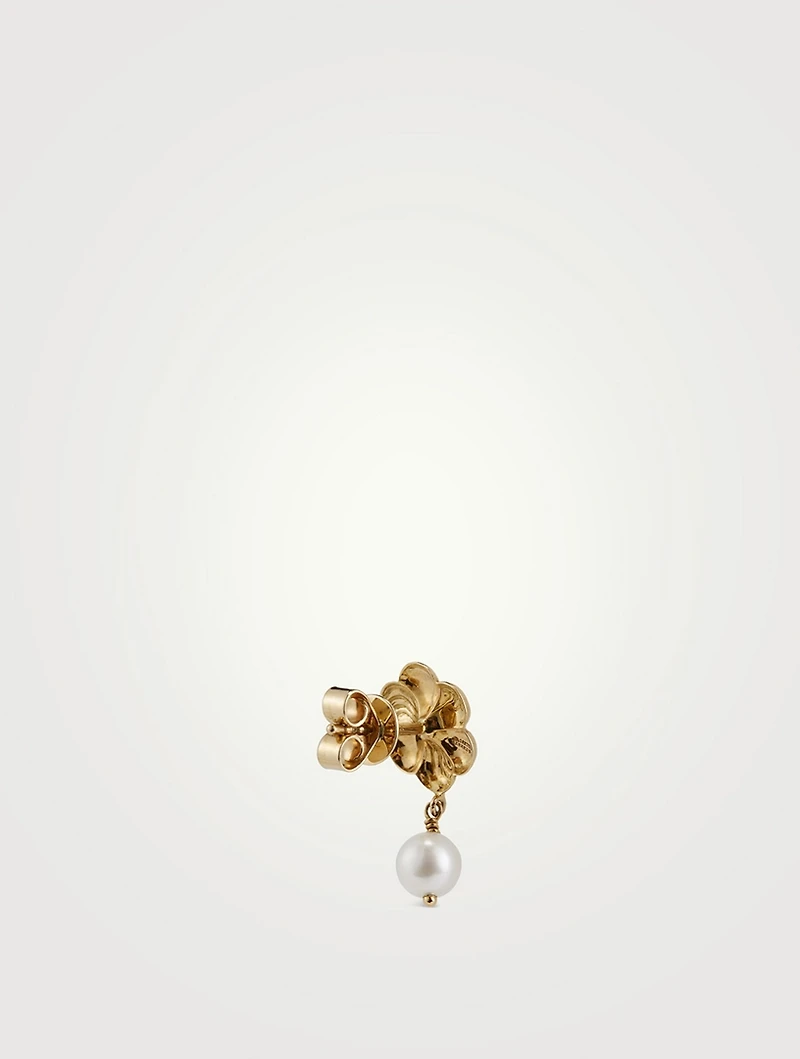 Gold Flo Pearl Drop Earrings