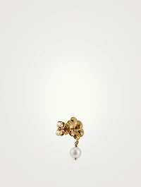 Gold Flo Pearl Drop Earrings