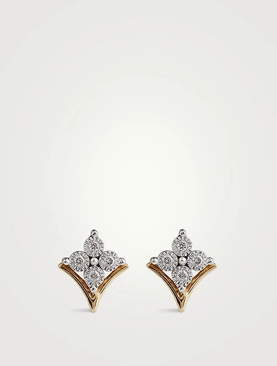 Gold Trinket Stud Earrings With Gems