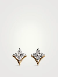 Gold Trinket Stud Earrings With Gems