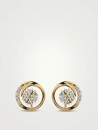 Gold Swirl Stud Earrings With Gems